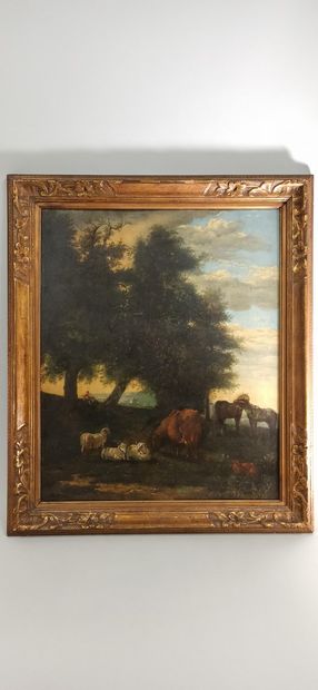 null DUJARDIN Karel ( 1622-1678 ), Follower of

Animals under the trees

Oil on panels

Has...