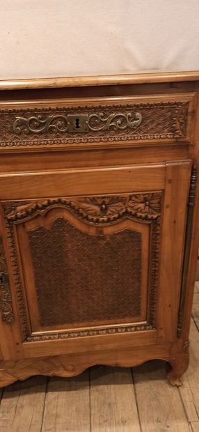 null Provençal style sideboard in moulded fruit wood and resculpted with fishnet,...