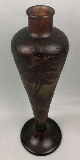 null GALLE (In the taste of)

Amber vase decorated with pine trees and rushes 

Signed

H....
