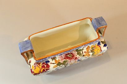null GIEN 

Rectangular planter with two handles in earthenware, Peony model. Blue...