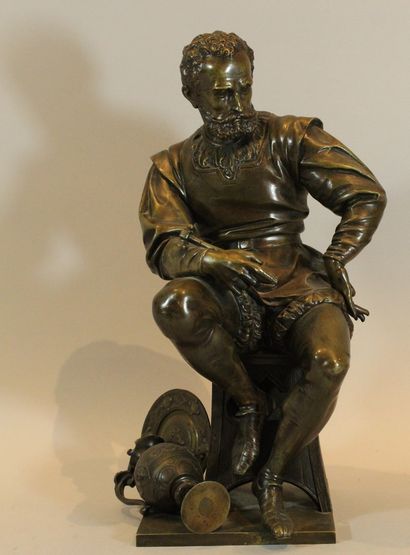 null SALMSON Jean Jules (1823-1902)

L'orfèvre, 

bronze (taches), signé sur le côté...