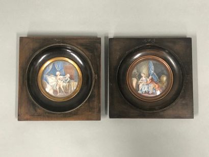 null Dans le goût du XVIIIe siècle, 

Scène galantes

Deux miniatures peints à la...