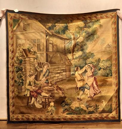 Aubusson Tapestry representing a village...