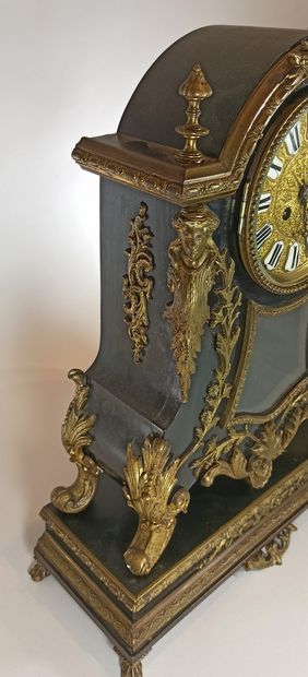 null Modern 18th century style cartel, blackened wooden case, brass ornamentation...