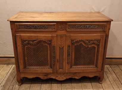null Provençal style sideboard in moulded fruit wood and resculpted with fishnet,...