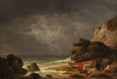 null MORLAND Georges 

(Londres 1763 - id. 1806)

Bord de mer avec pêcheurs et leur...