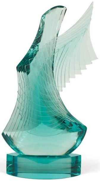 GOMEZ Ravier (né en 1957, Espagne) "Mundo Interior II" Sculpture en verre laminé...