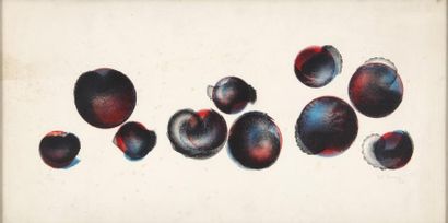 Pol BURY Composition aux boules Gravure en couleurs, n° 15 / 50 (rousseurs), signée...