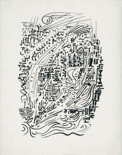 André MASSON Paris, l'Ile Saint-Louis, 1946 Encre noire, non signé, au dos une étiquette...