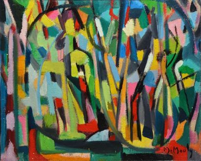 Marcel MOULY Forêt Huile sur papier fort, signé en bas à droite, 25 x 30 cm.