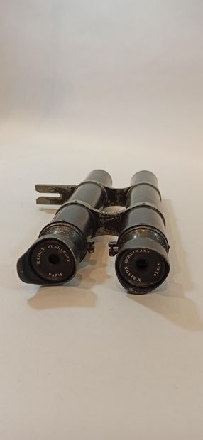  Pair of observation binoculars (probably marine or military) in their original mahogany...