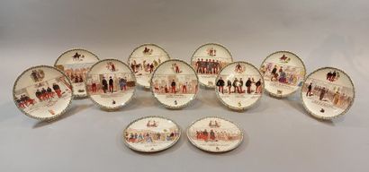 null CHOOSE THE KING 

Eleven earthenware plates with military subjects

Diameter:...