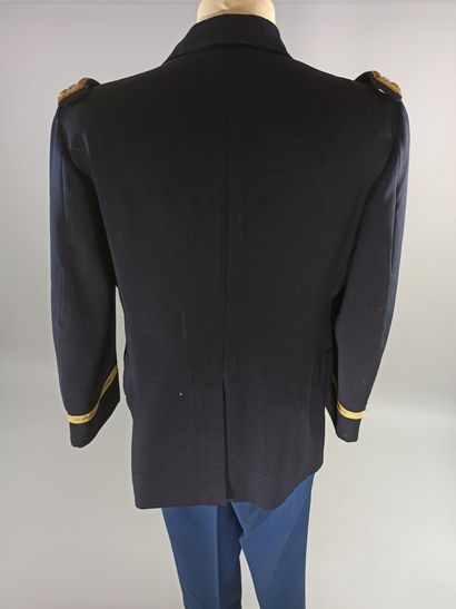 null Two American uniforms in midnight blue sheets: One of infantry officer with...