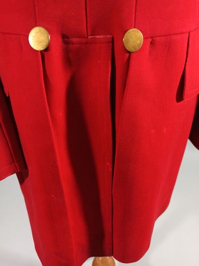 null Riding jacket in red sheet and golden buttons, inside beige red checkered. ...