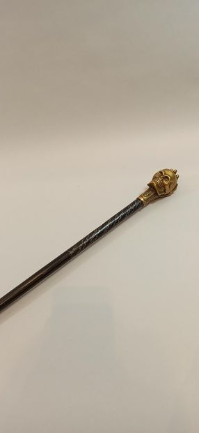  Cane, bronze skull pommel, 
Length: 96 cm