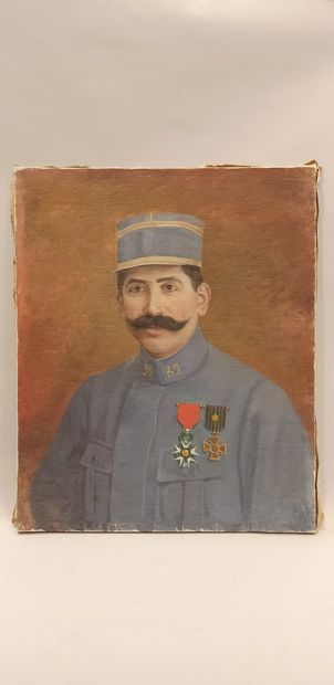 null H. LANDAIS 

« portrait d’un commandant en tenue bleu horizon » 

huile sur...