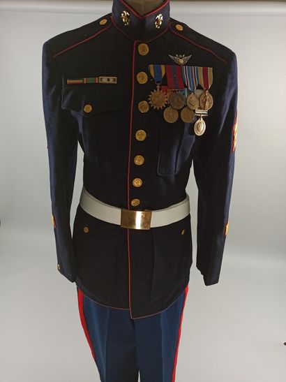  U.S.M.C. Sergeant's Ceremonial Uniform consisting of: white cap with E.G.A. badge,...