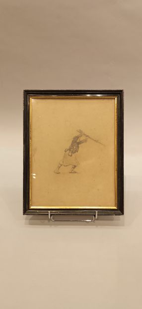  3 pencil drawings: 
- P. de COURTIVRON, "Portrait d'officier", drawing signed lower...
