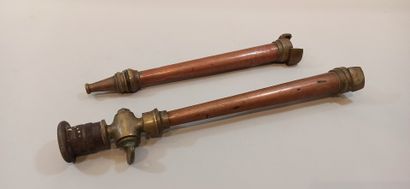 Set of two bronze fire hoses