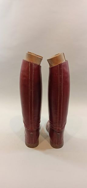 null Pair of Spahis? red leather officer's boots with leather soles. Height of the...
