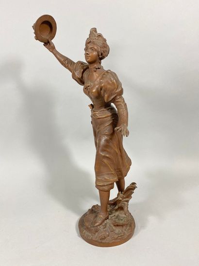 null ANFRIE Charles, 1833-1905

Jeune femme au chapeau saluant

bronze à patine brun...