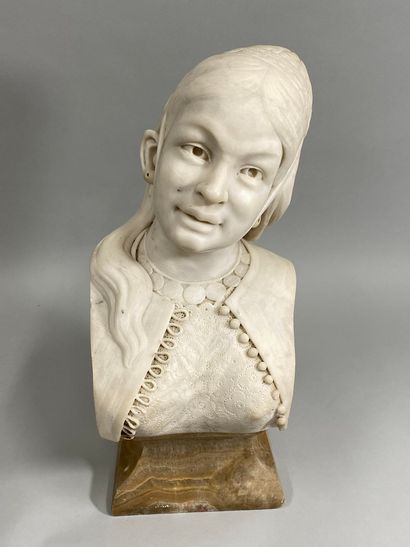 null VAQUÉ, XIXe siècle

Jeune femme orientale, 1893

buste en marbre blanc légèrement...