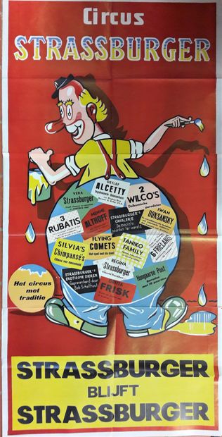 null Circus - Cirque Strassburger. 168X85,2cm / 66,2x33,5in. Original poster in 3...