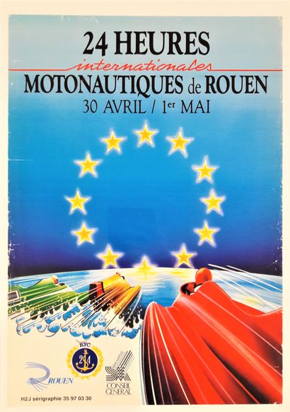 null Sport - « 24 heures internationales motonautiques de Rouen ». Circa 1980. Imp...