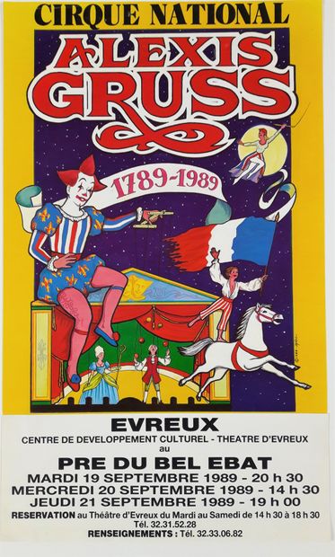 null Circus - JANDO " Circus Alexis GRUSS. 1789-1989 Evreux " 1989. 65,3x39cm /25,7x15,3in....