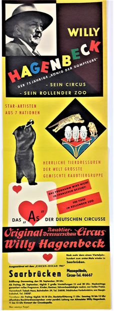 null Cirque – Cirque Willy HAGENBECK. Circa 1960. 59,3x20,2cm / 23,3x8 in. Affiche...