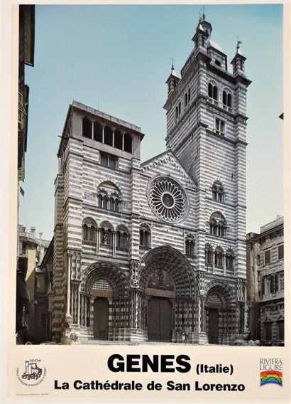 null Tourisme – « Gènes Italie Cathédrale San Lorenzo». Circa 1980. 68x49cm/26,7x19,3in....