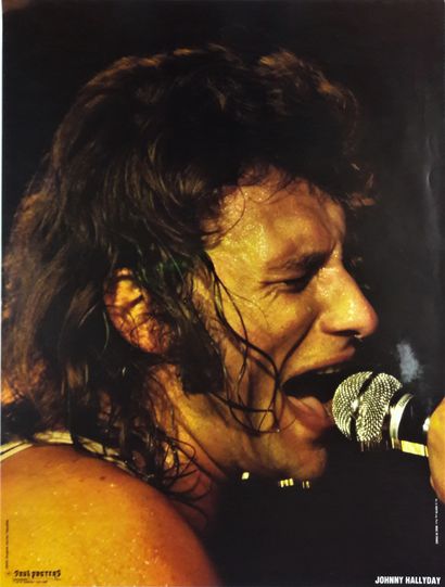 null Musique – Johnny Hallyday. Poster des années 70,. Photo de Jacques Verrier....