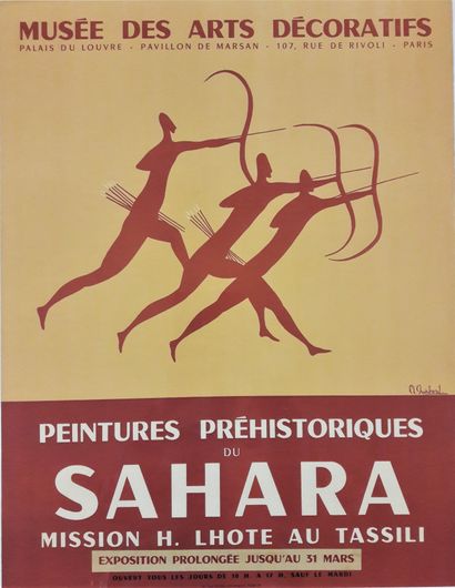 null Exhibition - Prehistory - "Prehistoric Paintings of the Sahara". 1957. Presses...