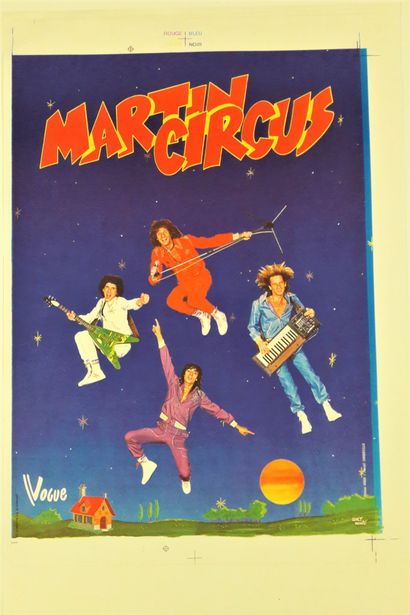 null Music - Martin Circus. Circa 1970. Imp St Martin Asnières, 67x43,7cm / 26,3x17,3in....
