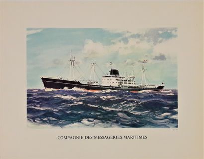 null Boat - Albert BRENET (1903-2005) " Compagnie des messageries maritimes ". Imp...