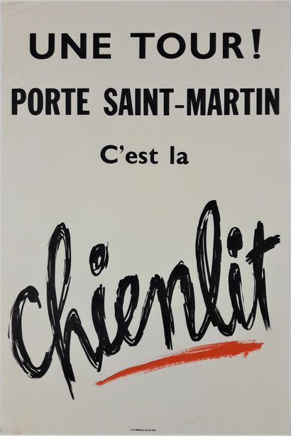 null Politics - "Une tour Porte Saint-Martin c'est la chienlit", years 60-70. 60X40cm...