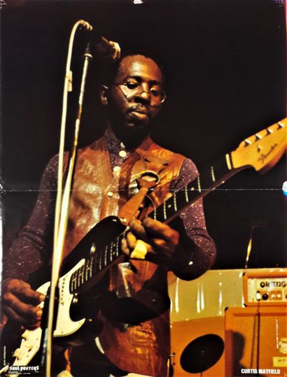 null Musique – Curtis MAYFIELD. Poster des années 70. Photo Médiapresse. 79,8x60cm...