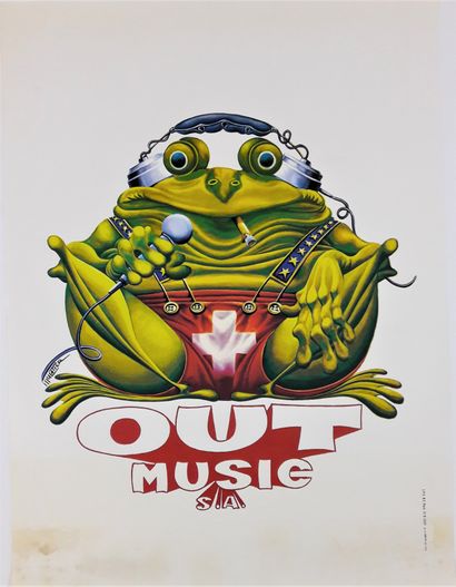 null Music - LATIER - " Out music " circa 1970. LPC Paris printer. 86x63cm / 33.7x24.8in....