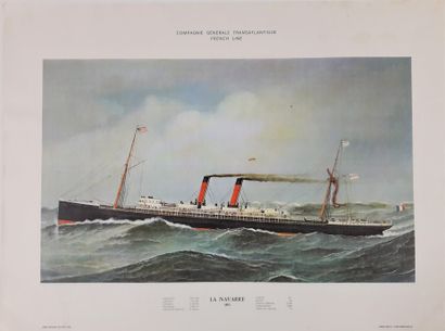 null Bateau – « La Navarre, Compagnie Générale Transatlantique 1893 » 1972. Imp transatlantique...