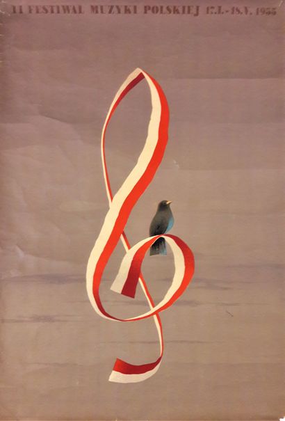 null Music - "Second Polish Music Festival" 1955. 83x58.5cm / 37x23in. Original poster....