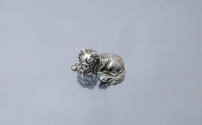 Cat sitting in solid silver (800/1000). Foreign...