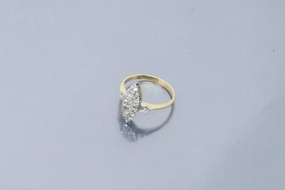 null Scrap: 18k (750) yellow and white gold marquise ring paved with brilliants (one...
