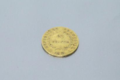 null Yellow gold coin of 20 Francs Bonaparte (Year 13 , A)

Weight: 6.45 g

TB