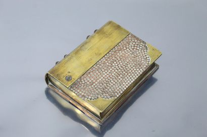 null Large hairy book-shaped lighter, made of brass and copper, swivel cap. Trench...