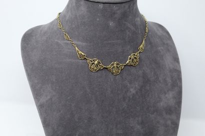 null 18k (750) yellow gold filigree mesh drapery necklace. 

Neck size: 41.5 cm....