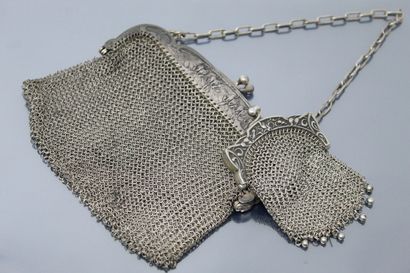 Set of two silver mesh purses with Art Nouveau...