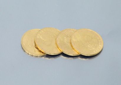 SWITZERLAND

Four gold coins of 20 francs...