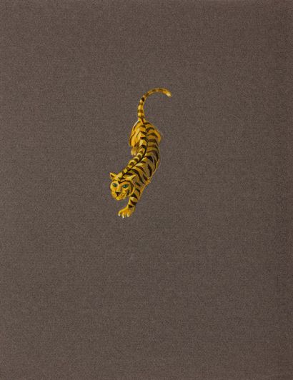  ANONYMOUS 
Project for a "tiger" brooch in yellow gold, the spots of the coat in...