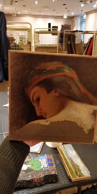  LECOMTE DU NOÜY Jean Jules Antoine, 1842-1923 
Jeune femme au turban de trois-quart...