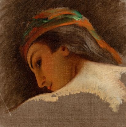  LECOMTE DU NOÜY Jean Jules Antoine, 1842-1923 
Young woman with a turban three-quarter...